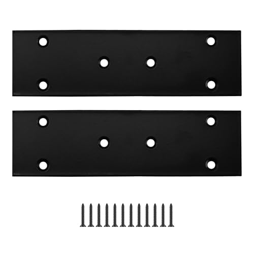 2pcs 7''x1.9'' Stainless Steel Flat Mending Plate, Heavy Duty Joining Plate Bracket Fixing Brace, Straight Brace Bracket for Furniture, Wood, Shelves, Cabinet (Black) - size: 170*48mm-Black