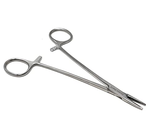 Mayo Hegar Needle Holder Driver with Cross Serrated Jaws Made of Stainless Steel Comes in Multi Position Locking Mechanism Clamping Pliers (6 Inch) - size: 6 Inch