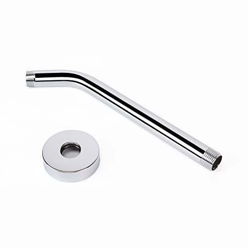 Shower Arm with Flange and Teflon Tape, Wall Mounted Shower Pipe 304 Stainless Steel Extension Arm for Fixed Shower Head & Handheld (10 Inch, Chrome) - color: Chrome, style: 10 Inch