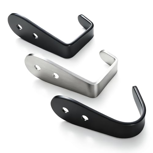 Stainless Steel Hooks for Hanging, Heavy Duty Hook, Wall Hooks Key Holder Wall Mount Hanger Coat Hook Garage Storage Screw Utility Hooks, 8 Pack (Black) - color: Black L