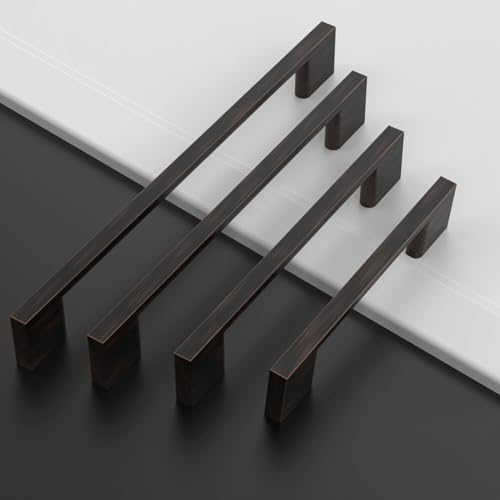 Asidrama 10 Pack 5 Inch(128mm) Oil Rubbed Bronze Kitchen Cabinet Handles, Cabinet Pulls Kitchen Cabinet Hardware for Cupboard Drawer Handles Pulls - color: Oil Rubbed Bronze, size: 5" Hole Center(128mm), style: 10 Pack