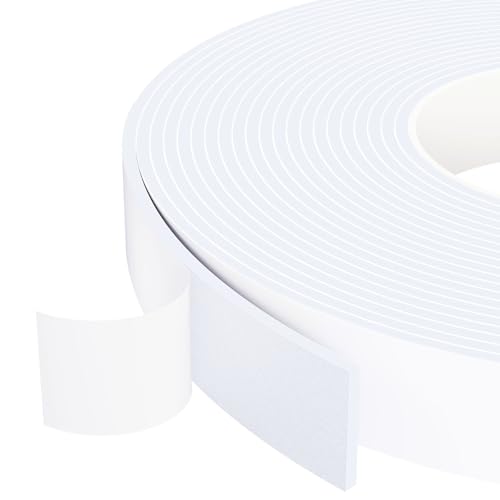 1 in Wide x 1/8 in Thick x 33FT Foam Weather Stripping Door Seal,Window Sealing Tape，Single-Sided Self-Adhesive Insulation Sealing Strip White - color: White, size: 1 IN x 1/8 IN x 33FT