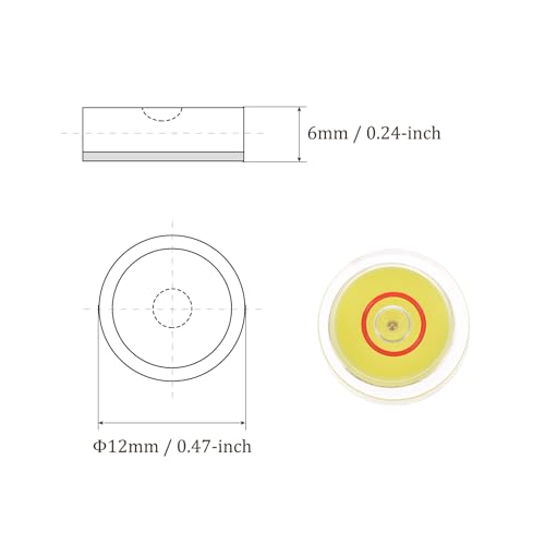 5pcs Small Circular Bubble Spirit Levels - [12mm Diameter 6mm Thickness] Mini Round RV Level Leveling Tools for Travel Trailer Turntable Camera, Yellow - color: Yellow, size: 12mm x 6mm