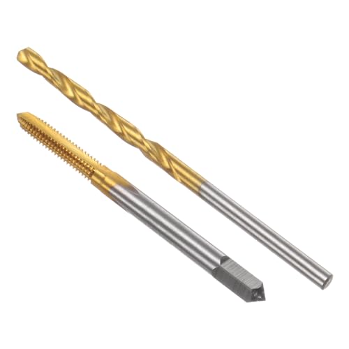 uxcell Tap & Drill Bit Set, 6-40 UNF Straight Flute Thread Tap and 3/25" (2.9mm) Twist Drill Bit, Titanium Coated M2 High Speed Steel Thread Repair Tapping Tools - size: 6-40 UNF + 3/25" (2.9mm)