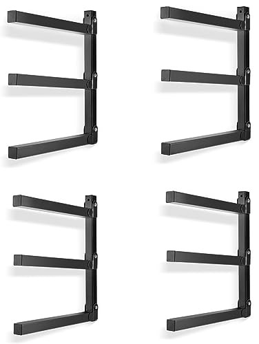Ultrawall Wall Mount Wood Organizer and Lumber Storage Rack with 3-Level - style: Black-4 PACK