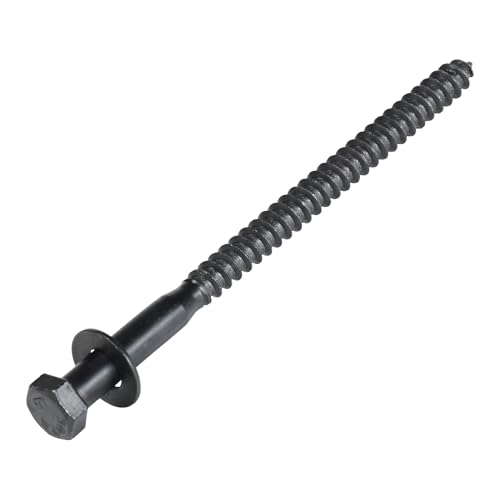 3/8 x 6 (50 Pack) Lag Screw Kit, 50 Screws and 50 Washers, Ceramic Black Ruspert Coating for Exterior Use, Meets ASTM A307 and ASME B18.2.1, Industrial/Commerical Grade by Makers Bolt - size: 3/8 x 6