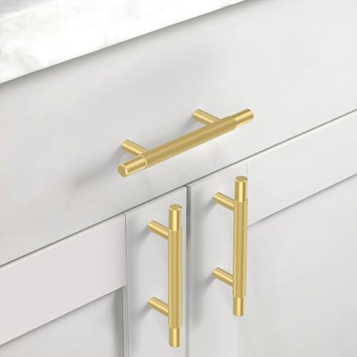 Asidrama 10 Pack 3 Inch(76mm) Brushed Gold Knurled Kitchen Cabinet Handles, Cabinet Pulls Kitchen Cabinet Hardware for Cupboard Drawer Pulls - color: Brushed Gold, size: 3" Hole Center