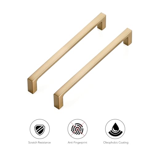 Ravinte Champagne Bronze Kitchen Square Cabinet Handles 6-1/4 Inch 10 Pack - size: 6-1/4 Inch hole