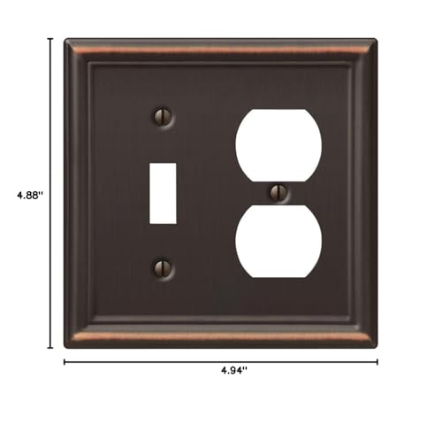 Amerelle 149TDDB Chelsea Wallplate, 1 Toggle / 1 Duplex, Steel, Aged Bronze, 1-Pack - color: Aged Bronze, size: 1 Toggle / 1 Duplex