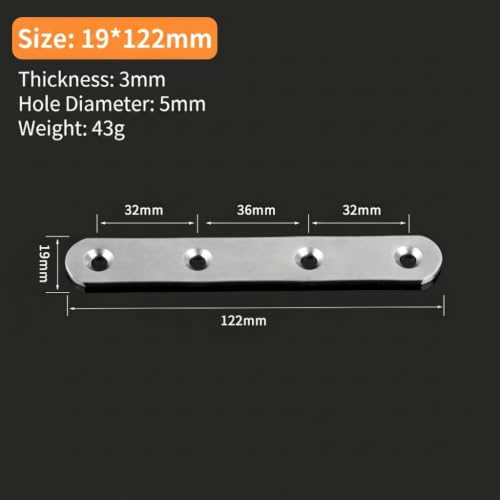 4 Pack Flat Straight Brackets, 130mm/5.1" Silver Mending Plates - color: Silver, size: 130mm/5.1"