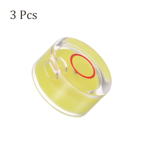 3pcs Small Circular Bubble Spirit Levels - [12mm Diameter 6mm Thickness] Mini Round RV Level Leveling Tools for Travel Trailer Turntable Camera, Yellow - color: Yellow, size: 12mm x 6mm