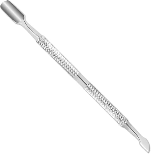 Cuticle Pusher – Professional Stainless Steel Nail Scraper & Cuticle Remover – Dual-Sided Tool for Finger & Toe Nails, Gel Polish & Dead Skin Removal– Non-Slip Handle for Manicure & Pedicure
