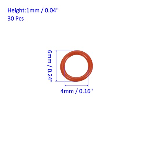 M METERXITY 30 Pack Silicone O-Rings - Garden Water Hose Rubber Sealing Gasket Ring, Soft & Elastic, Apply to Outdoor (4mmx6mmx1mm, Red) - size: 4mmx6mmx1mm