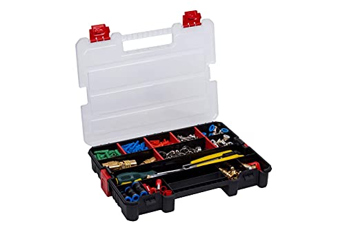 Small Parts Organizer Box – Stackable Hardware Storage Case with 20 Compartments & 12 Dividers – Heavy-Duty Nylon Screw, Drill Bit, Nut & Bolt Organizer for Garage, Toolbox, Workshop
