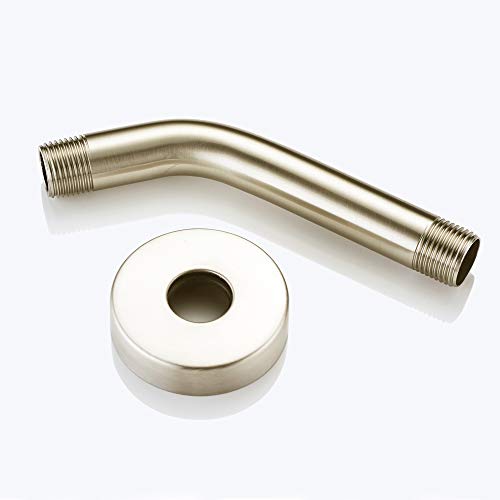 Purelux Shower Arm 6 Inch Universal Replacement Water Outlet PJ0602 Made of Stainless Steel, Brushed Nickel, Shower Arm and Flange Included - color: Brushed Nickel, size: 6 Inches