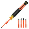 Klein Tools 32306INS 6-in-1 Insulated Multi-Bit Screwdriver, Multi-Bit Driver with Auto-Locking Collar, 1000V Rated, In-Handle Bit Storage - size: 6-in-1