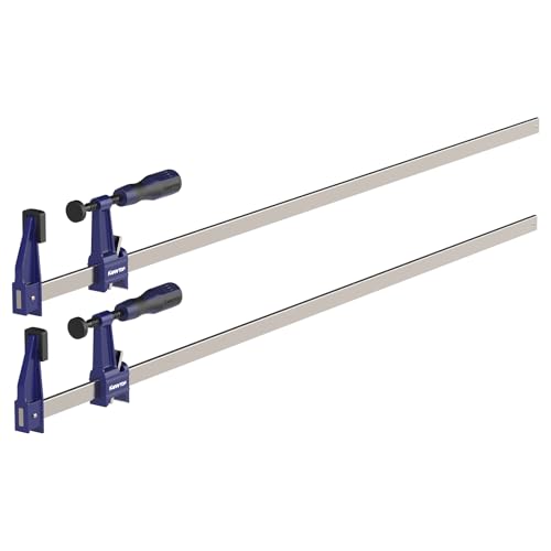 2-Pack Steel Bar Clamps 36 Inch, Quick-Adjust F-Clamps with 2-1/2" Throat Depth, 600LBS Load Wood Clamps for Woodworking, Metalworking, and DIY Projects - size: 36-IN