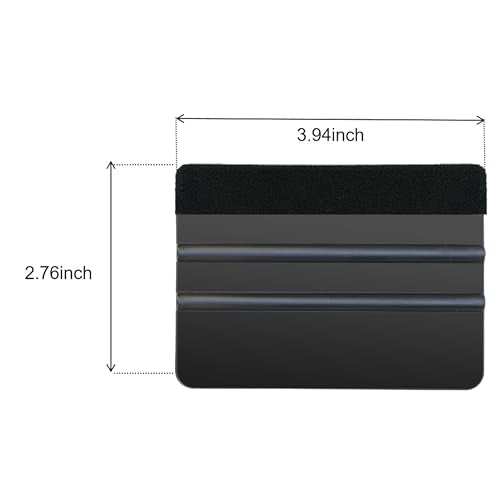 2-Pack Felt Edge Squeegee Tool for Vinyl Wrap & Wallpaper Smoothing, Plastic Scraper with Replacement Fabric Felts, Anti-Scratch Applicator for Car Window Tint, Glass Film & Craft Decals - color: Black