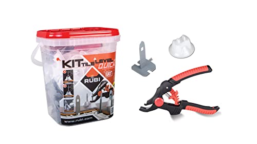RUBI Tile Level Quick Set Leveling System, Model 2941, Ideal for Laying Large-Format Tiles, Compatible with Tiles 3-16 mm Thick, Set of 100 Strips + 100 Caps