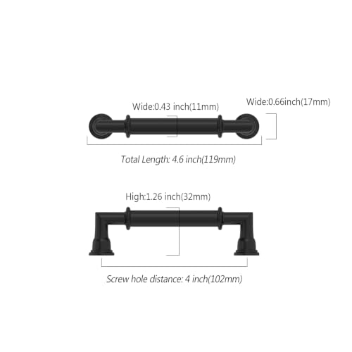 Asidrama 10 Pack 4 Inch(102mm) Matte Black Cabinet Pulls Heavy-Duty Solid Kitchen Cabinet Handles Black Drawer Hardware for Bathrooms Cabinets - color: Matte Black, size: 4" Hole Center
