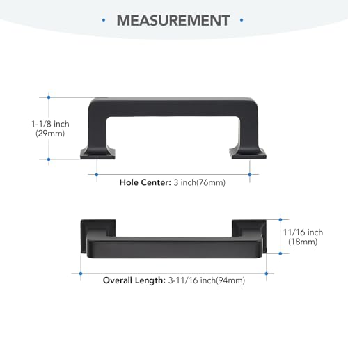 HOME EDIT Matte Black Cabinet Handles Zinc Pulls 3 Inch 5 Pack - color: Matte Black, size: 3 inches Hole Center