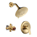 Shower Faucet with Valve, Bathroom Shower Faucet Kit, Solid Brass Shower Head Faucet Set Complete, Single Handle Rain Shower Head Trim Kit for Bathroom, Brushed Gold - color: Brushed Gold