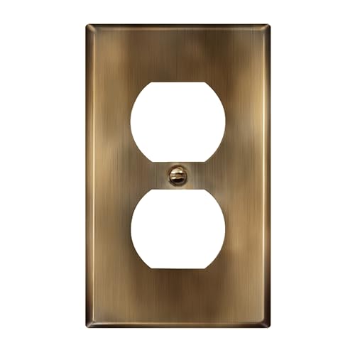 ENERLITES Duplex Receptacle Outlet Metal Wall Plate, 1-Gang, Antique Brass - color: Antique Brass, size: Standard Size