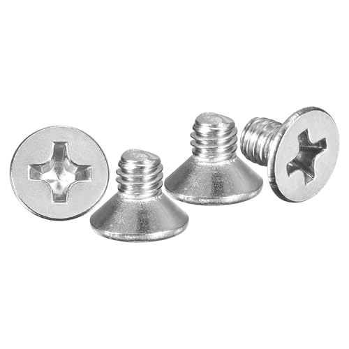 METALLIXITY M4-0.7x6mm Phillips Flat Head Bolts 304 Silver 50Pcs - color: Silver, size: M4-0.7x6mm