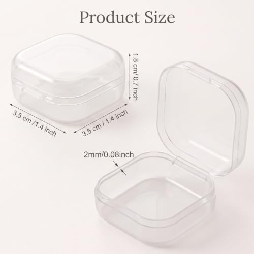 Jetec 6 Pieces Small Clear Plastic Storage Box, 1.4 x 1.4 x 0.7 Inch - size: 1.4 x 1.4 x 0.7 Inch
