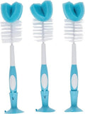 Dr. Brown's Reusable Sponge Baby Bottle Cleaning Brush Set with Suction Cup Stand,Scrubber and Nipple Cleaner,Blue,(Pack of 18) - color: Blue Bottle Brush, size: 18-Pack