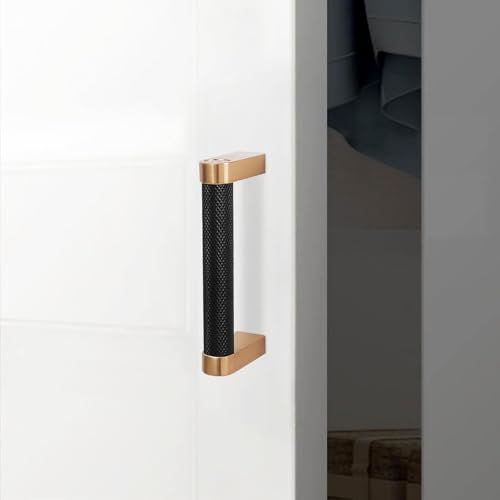 10 Pack 3 Inch(76mm) Black and Champagne Bronze Kitchen Cabinet Handles Knurled Cabinet Pulls Black Drawer Pulls Kitchen Cabinet Hardware Handles Dresser Handles - color: Black And Champagne Bronze, size: 3" Hole Center（76mm）