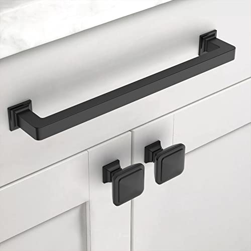 Asidrama 10 Pack 7 inch Matte Black Kitchen Cabinet Handles | Heavy-Duty Solid Zinc, 2 Screw Sizes, 7" Hole Center(177mm), Cupboards, Drawers, Dressers, Furniture, Hardware - color: Matte Black, size: 7" Hole Center(177mm)