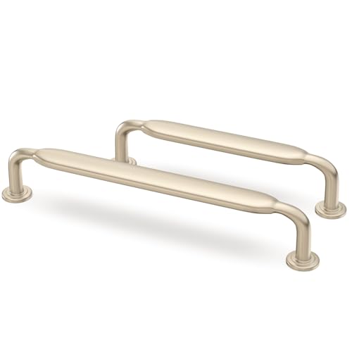 10 Pack 3-3/4 Inch Cabinet Pulls Brushed Brass Kitchen Cabinet Handles Zinc Alloy Drawer Pulls Solid Cabinet Hardware - color: Brushed Brass, size: 3-3/4'' Hole Center(96mm)