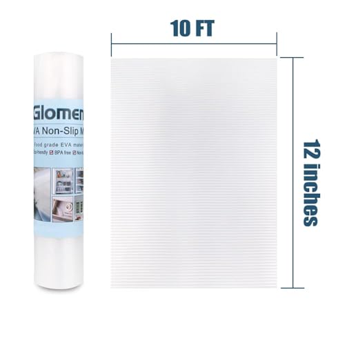 Glomen Shelf Liner, Non-Slip Cabinet Liner, Washable Oil-Proof for Kitchen Cabinet, Shelves, Refrigerator, Storage, Desks, 12 Inches x 10 FT, Non Adhesive Drawers Liner (12 Inches x 10 FT)… - size: 12"W x 120"L
