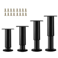 4Pcs Black Adjustable 4.7-7.08 Inch Metal Furniture Legs for Cabinet Sofa - color: Black, size: 4.7"-7.08"-Set of 4