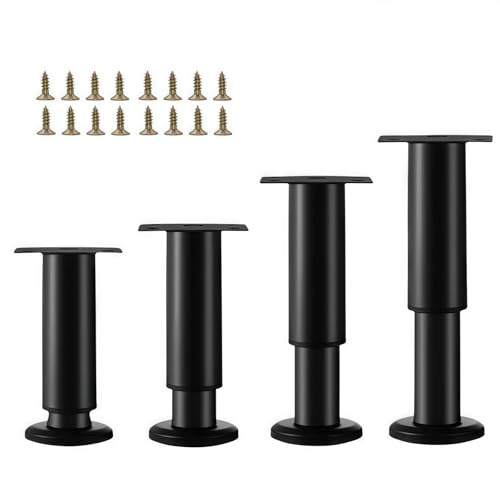 4Pcs Black Adjustable 4.7-7.08 Inch Metal Furniture Legs for Cabinet Sofa - color: Black, size: 4.7"-7.08"-Set of 4