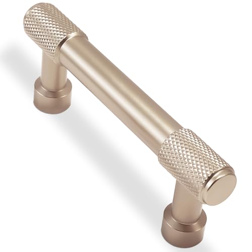 10 Pack 3Inch(76mm) Champagne Bronze Kitchen Cabinet Handles Knurled Cabinet Pulls Gold Drawer Pulls Kitchen Cabinet Hardware Dresser Handles - color: Champagne Bronze, size: 3" Hole Center