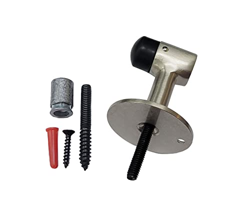 QCAA Solid Brass Door Stop, 3" Height, Satin Nickel, 1 Pack, Made in Taiwan - color: Satin Nickel, size: 1 Pack