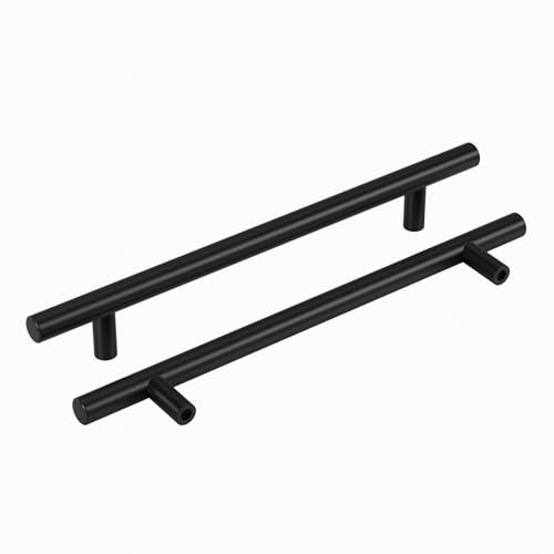 homdiy Black Cabinet Handles 10Pack 6-1/4inch Hole Center Kitchen Drawer Pulls and Knobs Stainless Steel Cabinet Hardware for Bathroom, Cupboard - color: Black, size: 6-1/4in hole centers