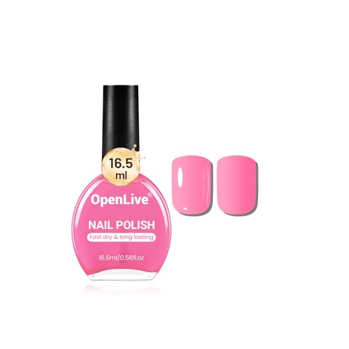 OpenLive 16.5ml Rose Pink Nail Polish Large Volume Quick Drying Nail Polish, Fast Drying and Long Lasting Color Nail Art DIY Home Manicure Gift for Women - color: Rose Pink