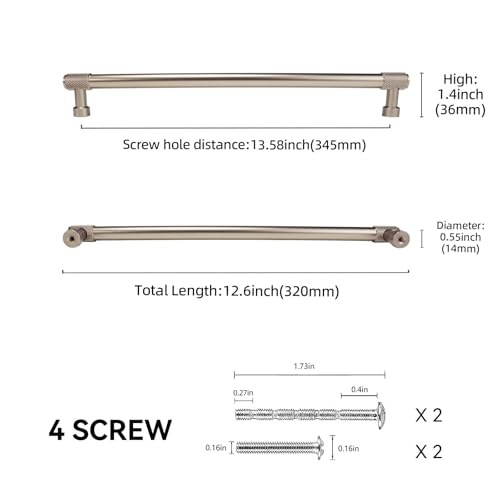 10 Pack 12-3/5 inch(320mm) Champagne Bronze Kitchen Cabinet Handles Knurled Cabinet Pulls Gold Drawer Pulls Kitchen Cabinet Hardware Dresser Handles - color: Champagne Bronze, size: 12-3/5" Hole Center