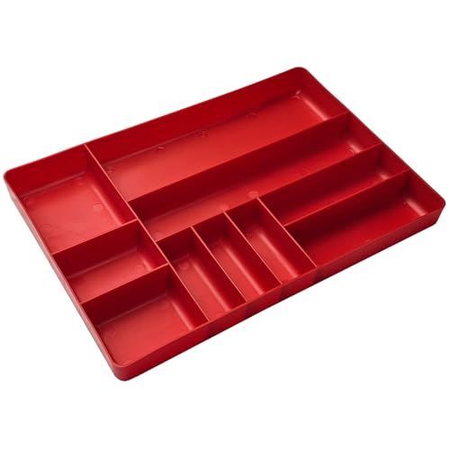 10-Compartments Tool Box Organizer Tray (1, Red) - color: Red