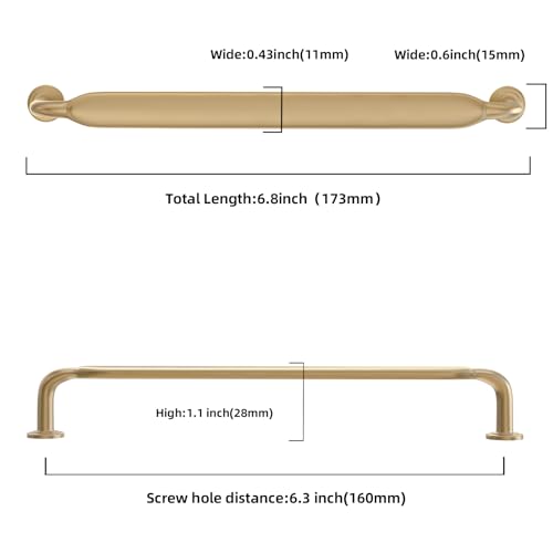 10 Pack 6-1/4 Inch Cabinet Pulls Champagne Bronze Kitchen Cabinet Handles Zinc Alloy Drawer Pulls Solid Cabinet Hardware - color: Champagne Bronze, size: 6-1/4'' Hole Center(160mm)
