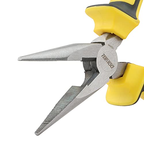 DOWELL 6 Inch Long Needle Nose Pliers, Wire Cutter Heavy Duty | Nickel Chromium Steel Construction Professional Handle - size: 6"Long Nose Pliers