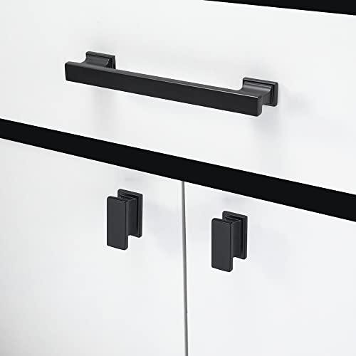 COTYKILEY 10 Pack 5 Inch(128mm) Matte Black Cabinet Handles Black Kitchen Cabinet Pulls Cabinet Door Handles Kitchen Cabinet Hardware Cupboard Drawer Pulls Dresser Handles - color: Matte Black, size: 5" Hole Center（128MM）