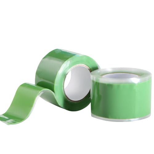 Self Fusing Silicone Tape 2 Rolls 1 in x 5' Green Waterproof Rubber Leak Proof Sealing Rubber Self-amalgamating Tape for Emergency Hot and Cold Water Pipe Repairs and Tool Fixation - size: 2 Rolls - 5 ft - Green - 20 mil Thickness