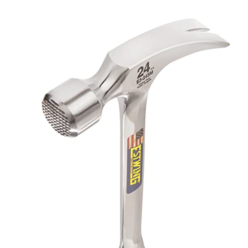 Estwing Framing Hammer - 24 oz Long Handle Straight Rip Claw with Milled Face & Shock Reduction Grip - E3-24SM - size: 24 oz, style: Milled Face