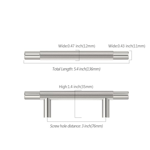 Asidrama 10 Pack 3 Inch(76mm) Brushed Satin Nickel Knurled Kitchen Cabinet Handles, Cabinet Pulls Kitchen Cabinet Hardware for Cupboard Drawer Pulls - color: Brushed Satin Nickel, size: 3" Hole Center