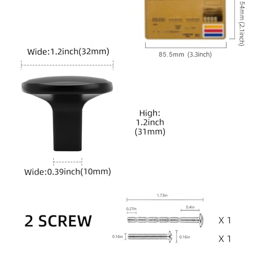 10 Pack Matte Black Kitchen Cabinet Knobs Black Drawer Knobs Kitchen Cabinet Hardware Zinc Alloy Handles Drawer Knobs Dresser Handles - color: Matte Black, size: Knob