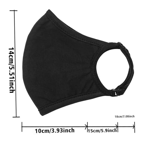 Black Dust Face Mask - All Cotton - Reusable Cloth Comfy Fabric Mask | for Adults Women Outdoor Sport Travel, Washable Breathable Half Face Cloth Mouth Masks with Earloop - color: Pack 3 With Adjustable Loops